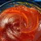 After awhile, the coconut jam is done. The jam should be a dark amber color.