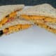 Plated cheesy chickpea and mustard sandwiches