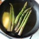 Asparagus is briefly sauteed in butter and oil