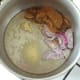 Onion, garlic and spices for potato curry