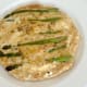 Asparagus and chickpea tortilla is plated