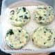 Formed chickpea and spinach potato cakes ready for the fridge