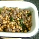 Shepherd's pie filling is added to ovenproof dish