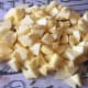 Apples cut into small cubes and sprinkled with lemon juice.