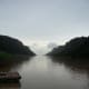 The characteristic murky water of the river.