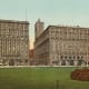 Auditorium Annex (left) and Auditorium Building (right) in a hand-tinted 1900 postcard.