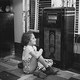 Girl listening to radio during Great Depression