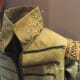 Detail of a European-style man's deerskin suit, like some of those worn at weddings by the groom and guests. Notice the embroidery.