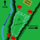 Battle Map of the Battle for Tippecanoe November 6,1811 where Harrison burns Prophetstown.