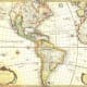 Early map of the Americas and Spanish colonies.