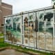 Decorated storage container in parking lot