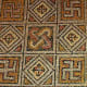Part of a decorative mosaic which can be found on the floor of a 4th century AD Roman villa at La Olmeda in Spain