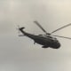 A Presidential helicopter in flight.