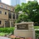 One side of the downtown Houston Public Library