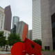One view of the Geometric Mouse X sculpture by Claes Oldenburg