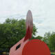 Another angle of the Geometric Mouse X sculpture by Claes Oldenburg