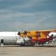 A drone equipped U.S. Navy C-130 at Andrews AFB, MD.