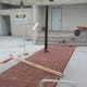 The brick was leveled using a 2x4x10 and a rubber mallet