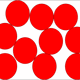Particle diagram of a liquid. Every particle should be touching at least one other, but the regular pattern of the solid should be lost. This is the most difficult to draw.