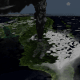 A simulation of the Toba eruption, which occurred 74,000 years ago.