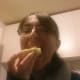 Me enjoying my biscuit creations.