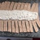 Strips cut and filling applied