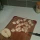 A pear cored and chopped.