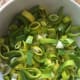 Sliced leeks.