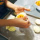 Place the filling in the middle and start wrap it. Fry the cucur badak for about 3 minutes on each side or until it's golden brown.