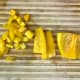 Dice the yellow bell pepper into medium sized chunks.