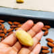 Once in place, roll into an oval shape, making sure that no part of the almond is exposed.