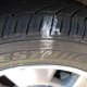 The inner front tire is loaded so lightly when turning this direction that one fourth of the tread width is still chalked.