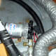 Disconnected water line to the water pump.