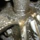 A typical axle seal leak.