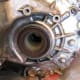 Axle seal inside the transmission, with the axle removed.