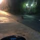 Can you spot a dark dog on the opposite side of the road?