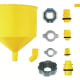 Spill-free radiator coolant filling funnel kit