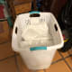 Hamper with clean Pooch Pads. I have another hamper for dirties.