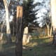 Corner posts for some of the fencing are made from trees, just like in days of old. The wire fencing and metal posts are recycled.