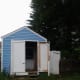 The outside of the coop we built for our chickens. The door to the run is to the right.