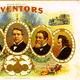 Famous inventors: Eli Whitney (cotton gin), Robert Fulton (steam boat), Thomas Edison, Cyrus McCormick, Richard Hoe (automatic printing press). (c) Wisconsin Historical Society.