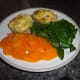 Souffle jacket potato with vegetables.