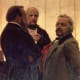 Portrait by Ilya Repin of composer and musician, Balakirev with Odoyevsky and Glinka (left to right)