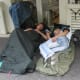 Homeless people in Paris, France.