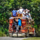 An overloaded jeepney in the Philippines.