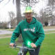As a St. Patrick's Day tradition, my dad enjoys dressing up like a leprechaun and driving his bike to the bus stop to meet my daughter. She tries her best to ignore him. She is 15!