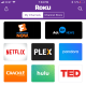 The home screen for the Roku app will display a full list of channels installed on the Roku you're connected to.