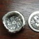Fine silver lidded box - open, top view. Textures shown inside bottom of box and lid stopper made with antique button mold textures from Cool Tools.