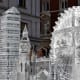 Ice sculpture representation of London's famous landmark buildings at Covent Garden in central London.