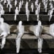 Ice sculptures (around 1,000) by Brazilian artist Nele Azevedo melt on the steps of Berlin's Concert Hall at the Gendarmenmarkt.